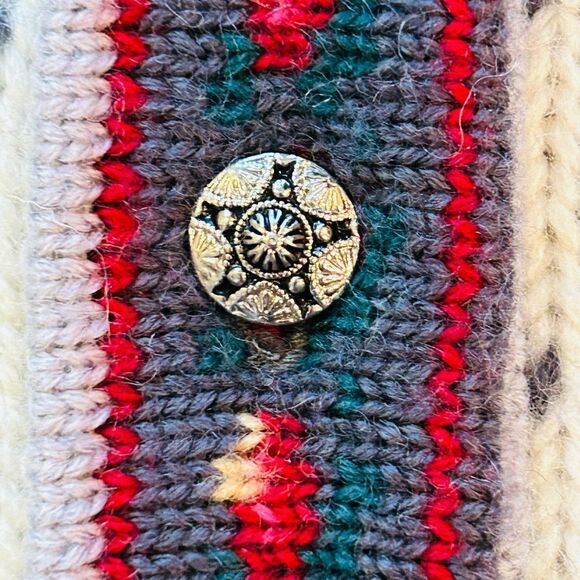 Vintage Fair Isle Nordic Sweater Size 38 Button Front Cardigan Wool Woodstock - Picture 4 of 15